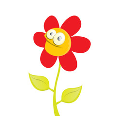 vector spring cartoon flowers isolated on white