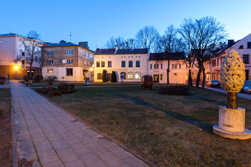Public garden in the Old Town of Klaipeda City. Lithuania.