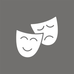 Icono de m&aacute;scaras, teatro o carnaval sobre un fondo negro. Ilustraci&oacute;n vectorial 