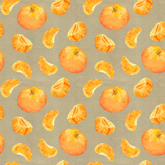 Seamless wallpaper with mandarin orange fruits