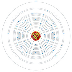 Rhadium atom on a white background