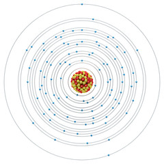 Berkelium atom on a white background
