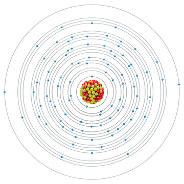 Uranium atom on a white background