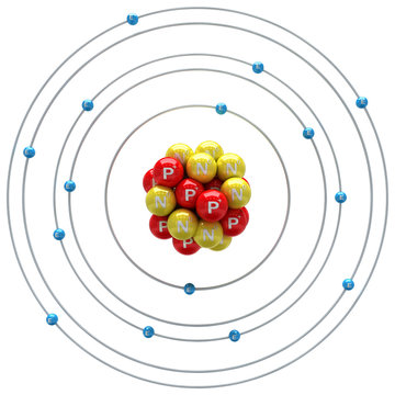 Phosphorus atom on a white background