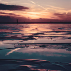 Sunset during low tide