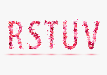 Pink rose petals alphabet. Part 5. Letters R, S, T, U, V.