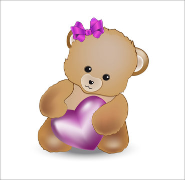 Teddy bear with pink heart