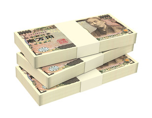 Japanese yen money isolated on white background. Computer generated 3D photo rendering.