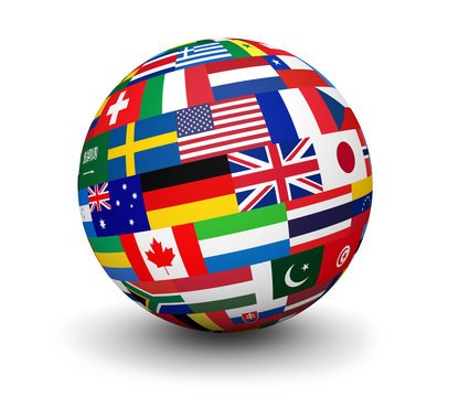 International Business Globe World Flags