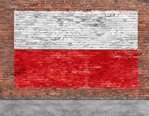 Fototapety  Polska flaga namalowana na ceglanym murze