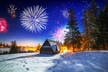 New Years firework display in Tatra mountains, Zakopane © Patryk Kosmider