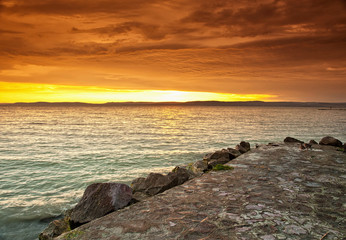 Sunset over lake Balaton