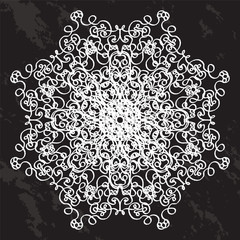 Single Christmas Snowflake. Doodle Chalkboard  Hand Drawn Grunge