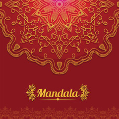 Vector card with glow mandala. Vector background. Ethnic decorat