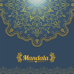 Vector card with glow mandala. Vector background. Ethnic decorat