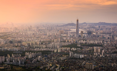 Fototapeta na wymiar Sunset of Seoul City , South Korea