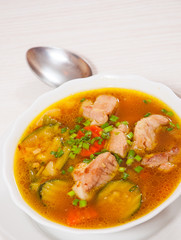 Meat soup with vegetables