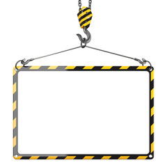 crane hook with empty frame, isolated on white background.