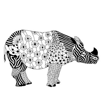 Rhino - Stylized fantasy patterned Rhinoceros. 