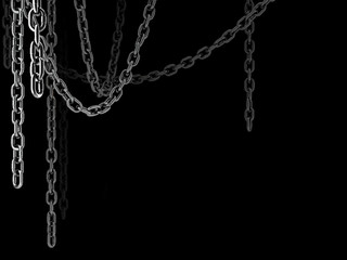 hanging chains, on black background