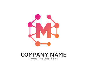 Letter M Connecting Network Logo