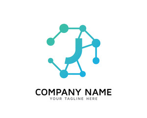 Letter J Connecting Network Logo