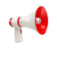 red-white megaphone isolated on white background