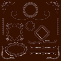 calligraphic design elements on a chocolate background