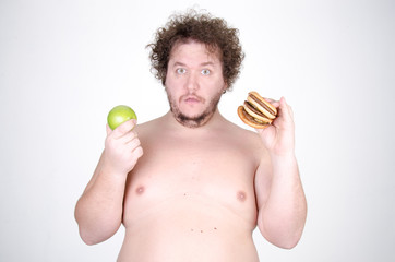 fat man and hamburger 