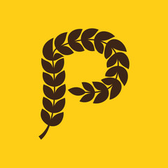 P letter logo formed by laurel wreath