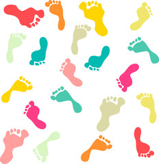 Fototapeta na wymiar Cute and colorful family footprints seamless pattern white background