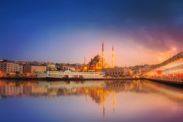 Fototapeta na wymiar The beauty panorama of Istanbul at a dramatic sunset