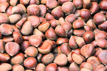 Closeup of roasted chestnuts