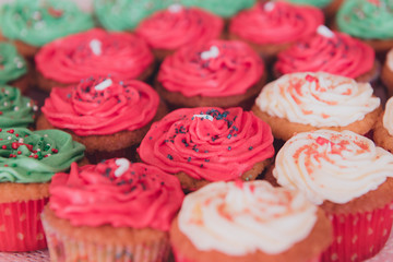 Delicious and colorful cup cakes