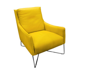 Modern yellow leather armchair