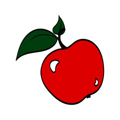 Cute Red Hand-Drawn Apple