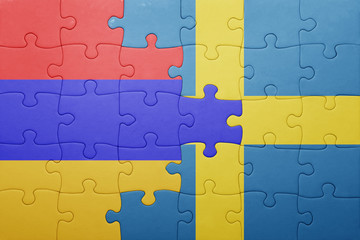 puzzle with the national flag of sweden and armenia