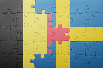 puzzle with the national flag of sweden and belgium