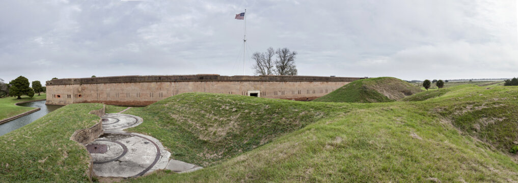 180 degree panorama of Fort Pulaski, a Confederate fort during the American Civil War