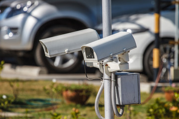 CCTV security camera at car park
