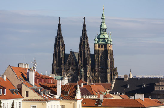 Пражский град. Собор Святого Вита со смотровой площадки Страговского монастыря. Прага © aphonua