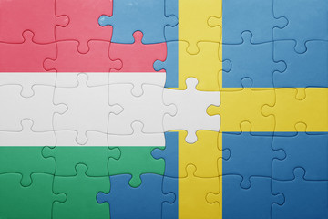 puzzle with the national flag of sweden and hungary