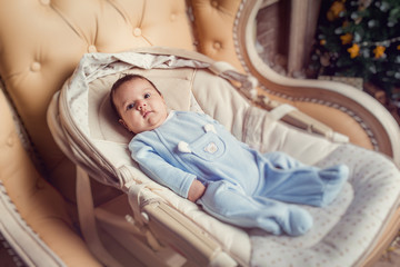 portrait of a cute baby boy, 3 months old