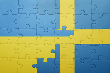 puzzle with the national flag of sweden and ukraine