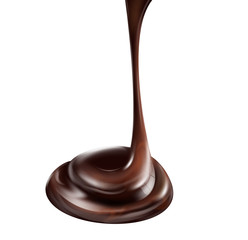Chocolate flow isolated on white background