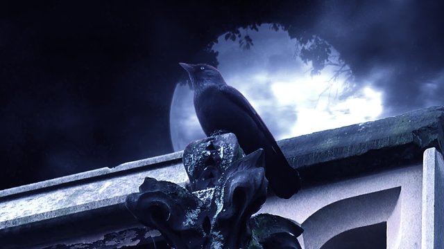 Dark Fantasy Horror Raven Perched On Tower
