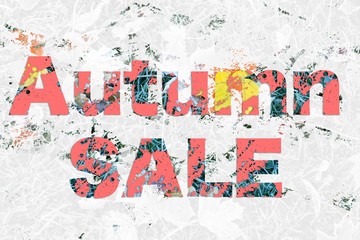 Autumn Sale. The inscription indicating the price reductions autumn, digitally modified image of the double exposure. Instagram filter