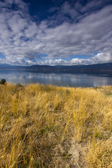 Dry Grasslands Above Mountain lake