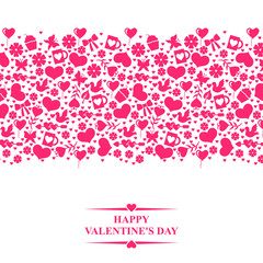 Obraz na płótnie Canvas Valentines card with horizontal valentines ornament