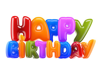 3d happy birthday sign isolated on a white background